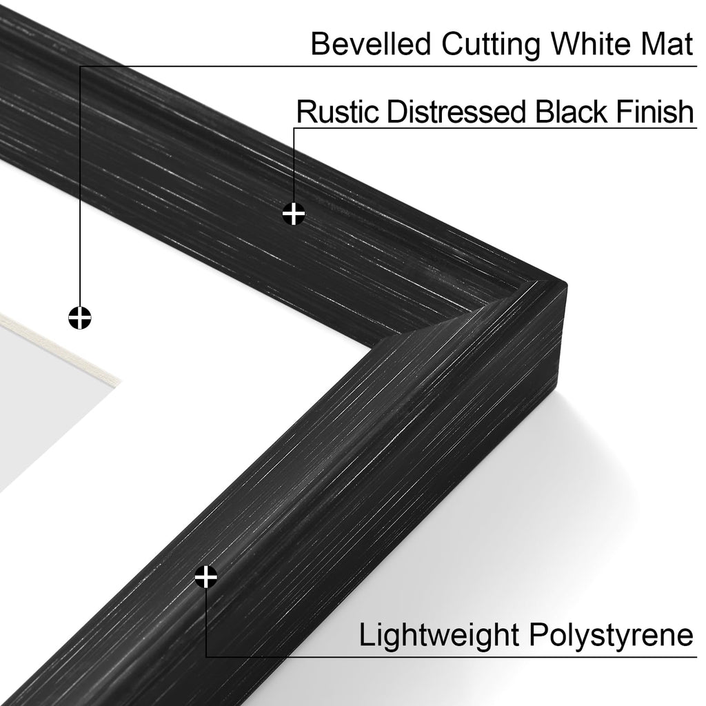 12x12 Picture Frames, Vintage Photo Frames, Distressed Black, 2-Pk