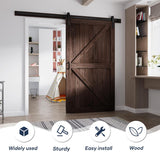 48in x 84in Brown Wood Barn Door with 8ft Barn Door Hardware Track Kit Included, Double Surfaces,Sim