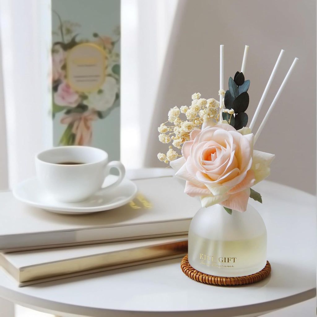 Reed Diffuser Set, 4.06 oz Scent Diffuser with 6 Sticks,Home Fragrance,Reed Diffuser Shelf Decor Jasmine Rose - Set of 100