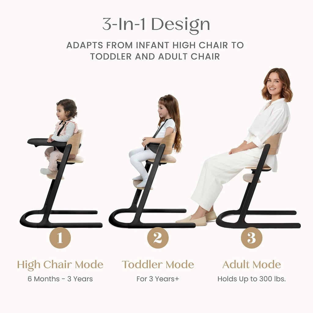 Versa Adjustable 3-in-1 High Chair for Babies & Toddlers - 3 Growing Stages from Infant to Adult Seating - Greenguard