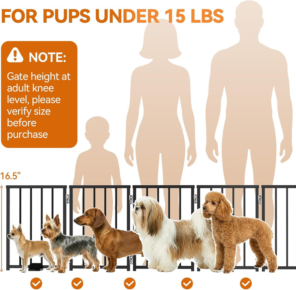 Small Dog Gate Indoor, Up to 48" W Freestanding Pet/Puppy Fence, Black