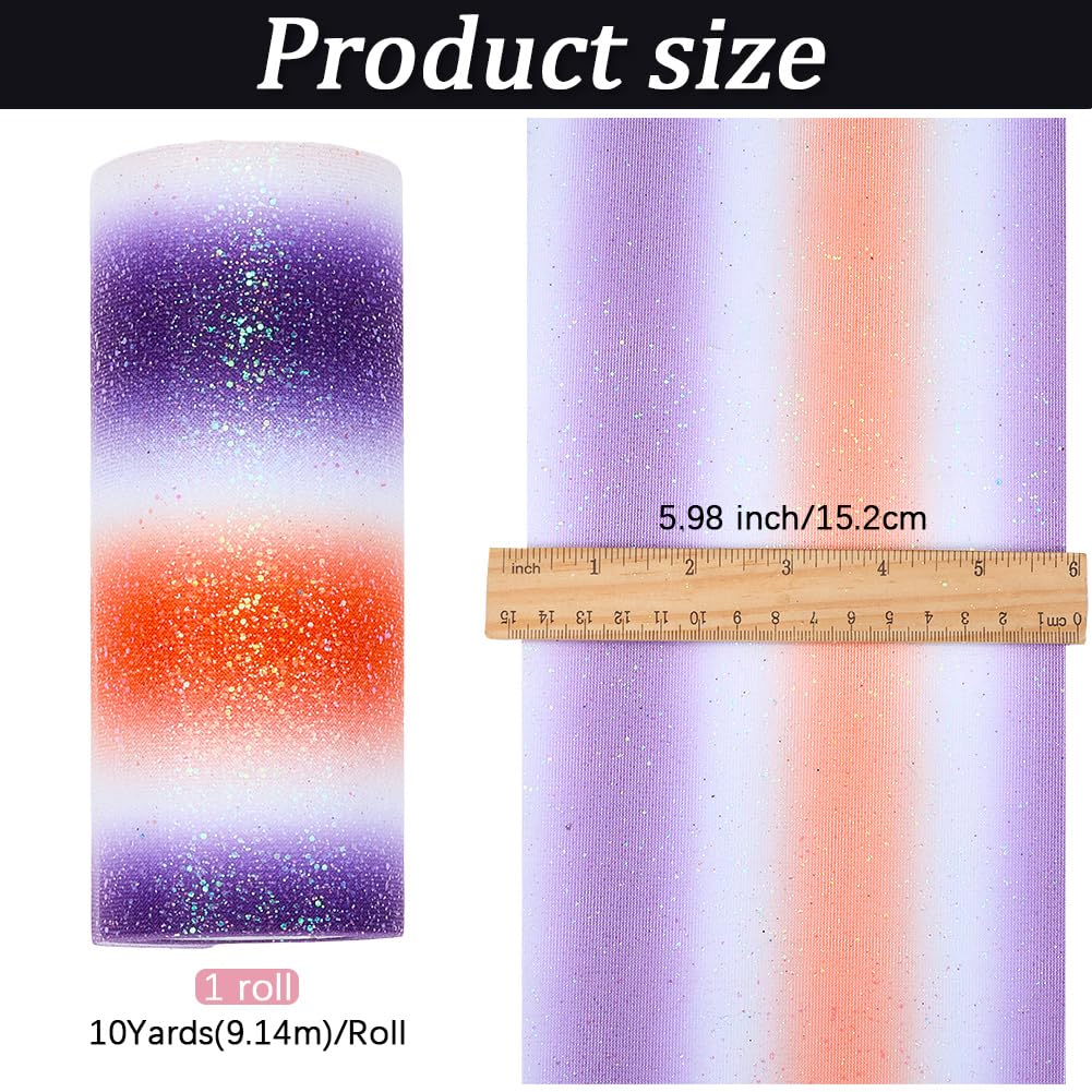 6 Inch 10 Yards Colored Glitter Tulle Rolls Colorful Gradient Netting Fabric Sheer Mesh Polyester Purple Net Tulle