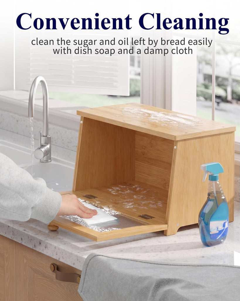 Bread Box - Wooden Countertop, 1-Tier, Bamboo