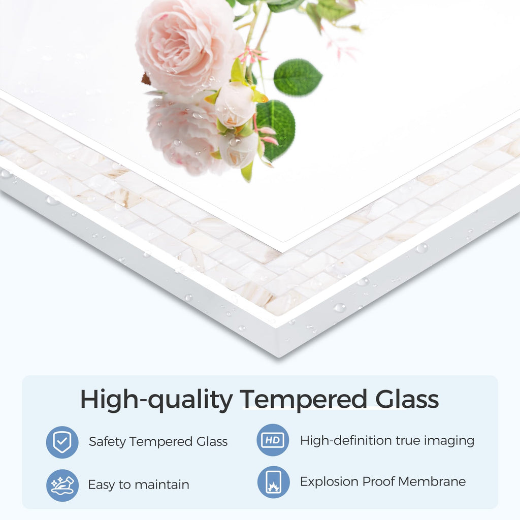 White Bathroom Mirror 30x40 Inch, Natural Shell Framed Wall Mirrors