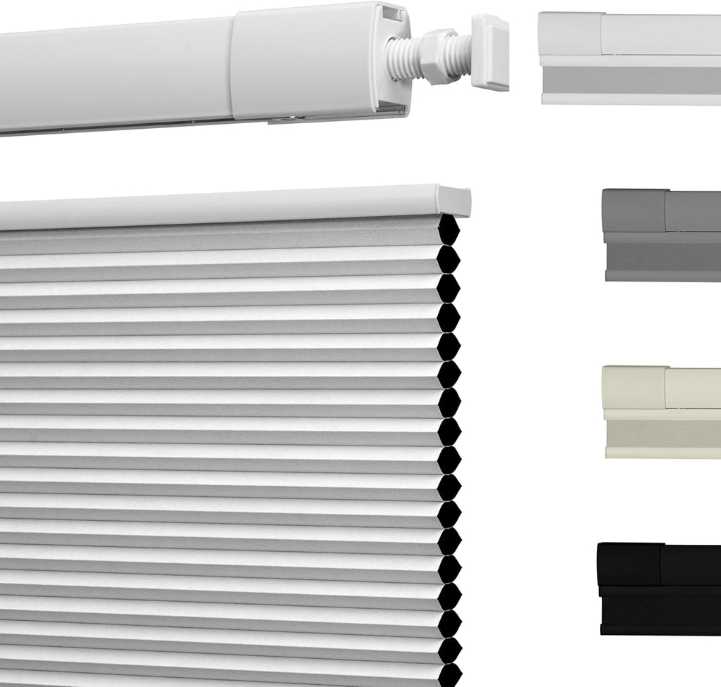 No Drill Cellular Shades, Blackout White, | Top Down Bottom  - White B