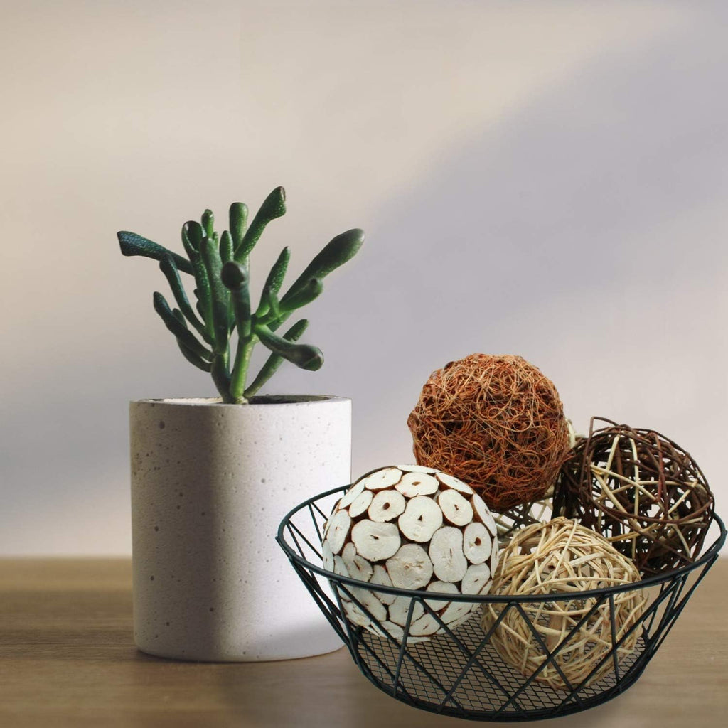 Decorative Balls for Bowls and Decorative Balls for Centerpiece Bowl Fillers, Assorted Rattan Wicker Balls Orb - Set of 6