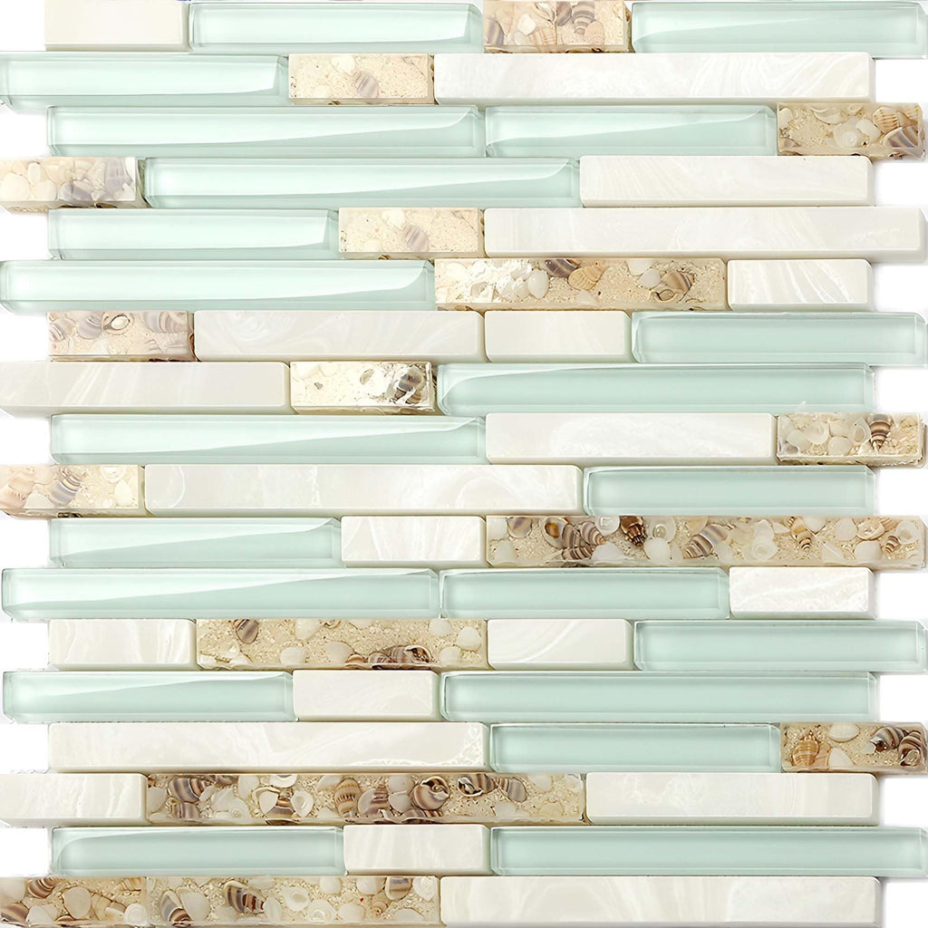 Coastal Glass Mosaic Tile Subway Kitchen Backsplash Bathroom Wall 5 Sq Ft
