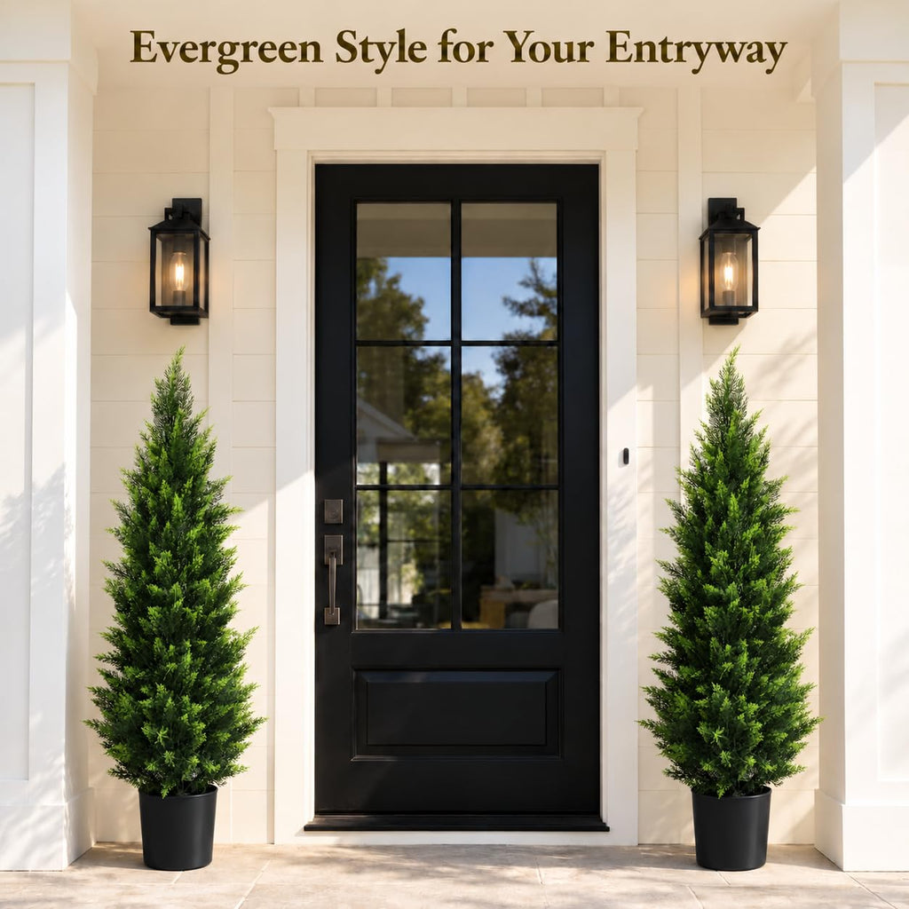 4FT Artificial Cedar Topiary Tree, Set of 2