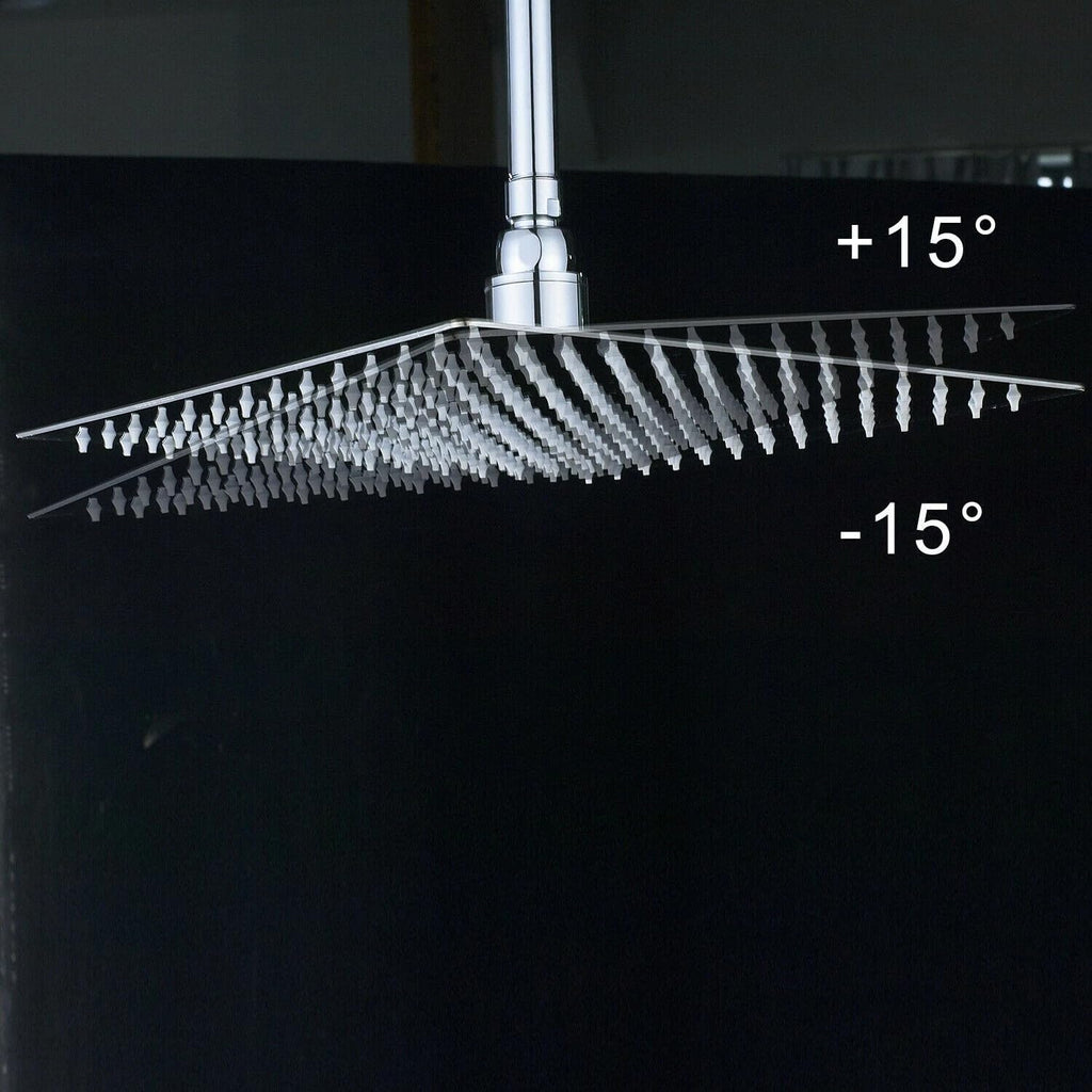 LED Rainfall Shower Head High Pressure 16 Inch LED Rain Shower Head Anti-leak Large Square Ceiling Mount LED Shower