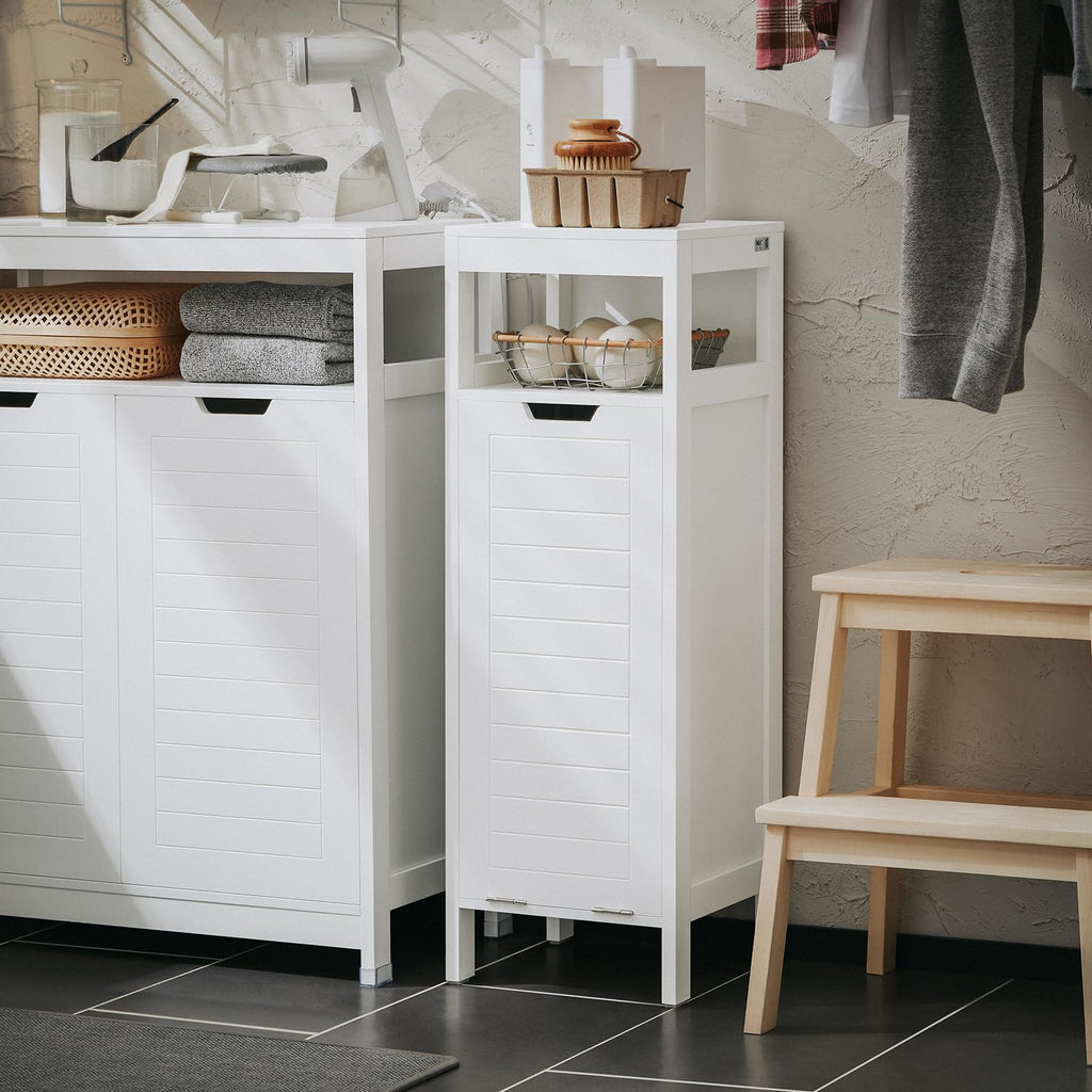 Tilt Out Laundry Hamper Cabinet, 35.4 x 11.8 x 11.8 in, White