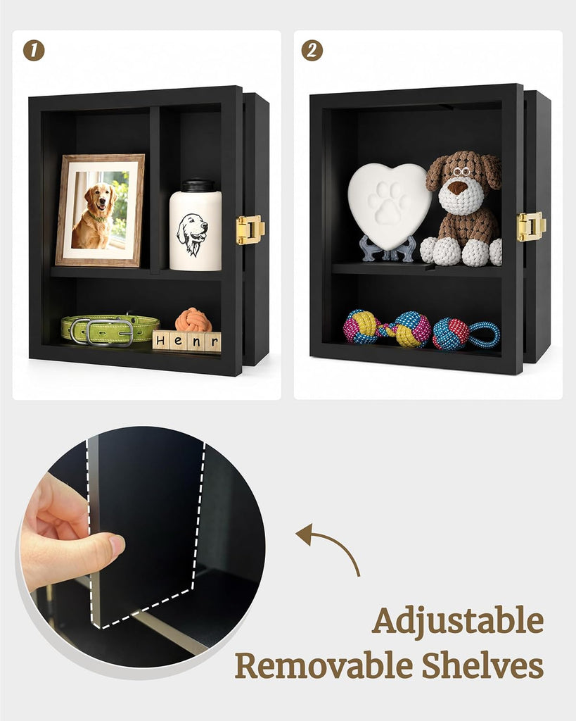 10.83"x9.25" Pet Memorial Shadow Box with Shelves & Pin-Back Board