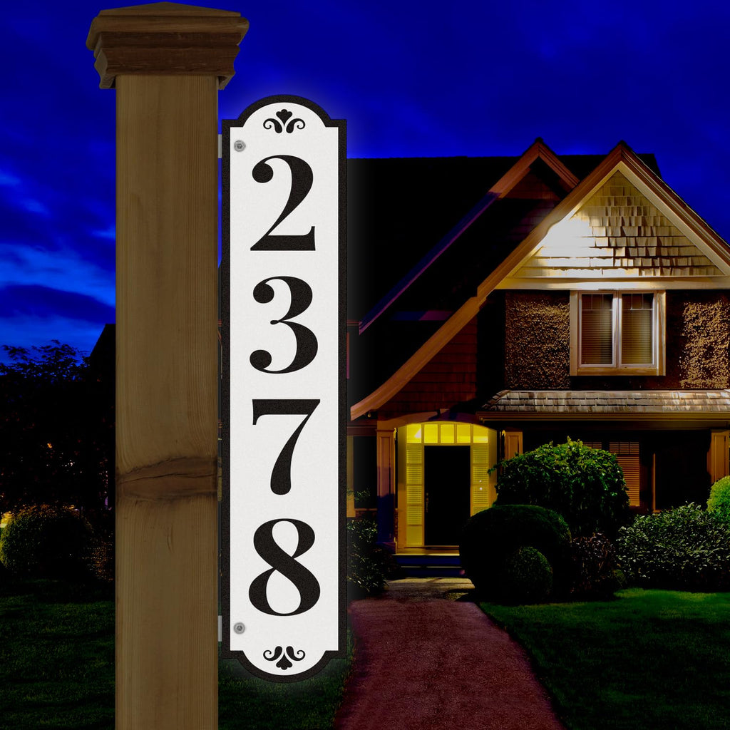 Double Sided House Address Sign, Custom Reflective Mailbox Post Sign (C01)