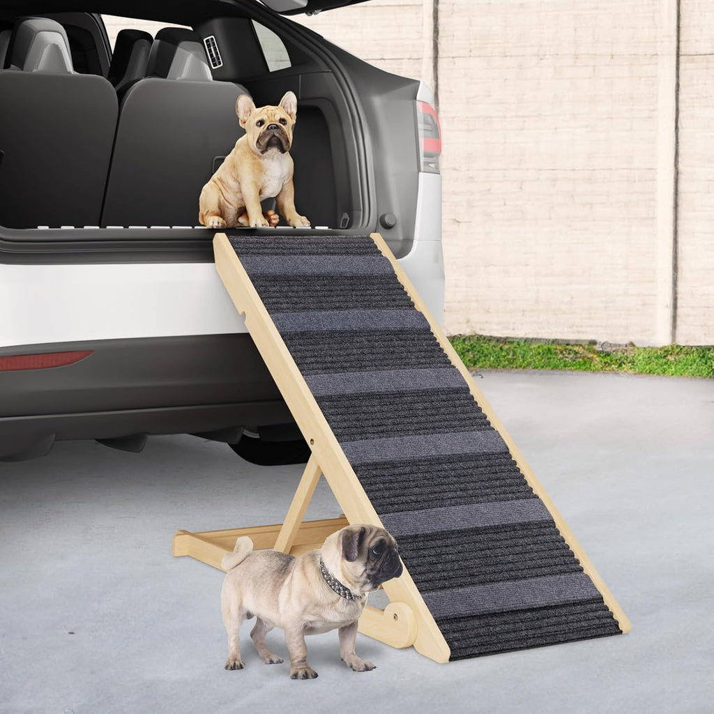 Dog Ramp for Bed, Folding Wooden Pet Ramp for Small Large Dogs Cats