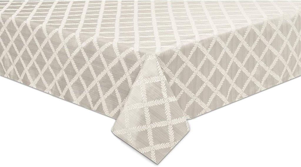 Laurel Leaf Tablecloth, Platinum - 70"W x 144"L