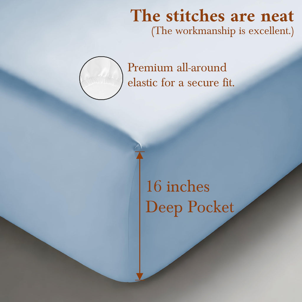 Supima Cotton Sheets Set King Size - Baby Blue