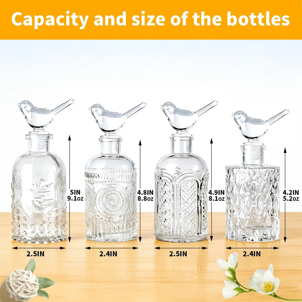 Reed Diffuser Glass Bottles Empty Set of 4 DIY Clear Decorative Bottles Fragrance Vase Jars Oil Diffusers Container