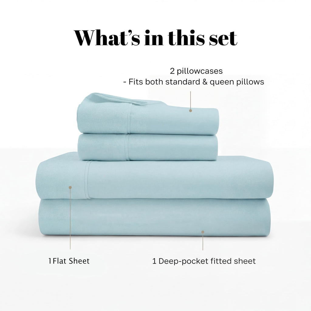 Egyptian Cotton 530 TC Deep Pocket Sheet Set, Twin XL, Light Blue