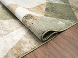 Abani Savoy Collection Area Rug - Green and Cream Geometric Design - 4'x6' - Easy to Clean - Durable for Kids and Pets