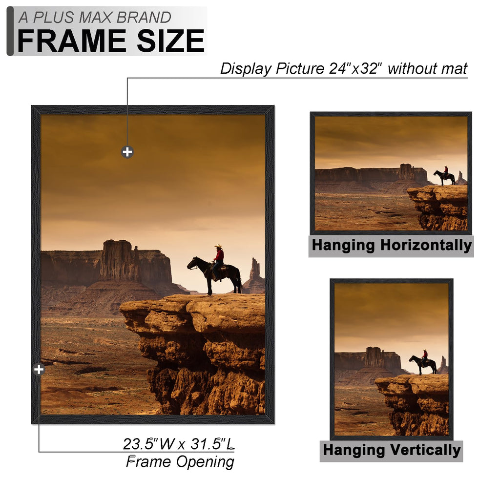 24x32 Picture Frame Set of 2 Black Light Weight Wall Mount