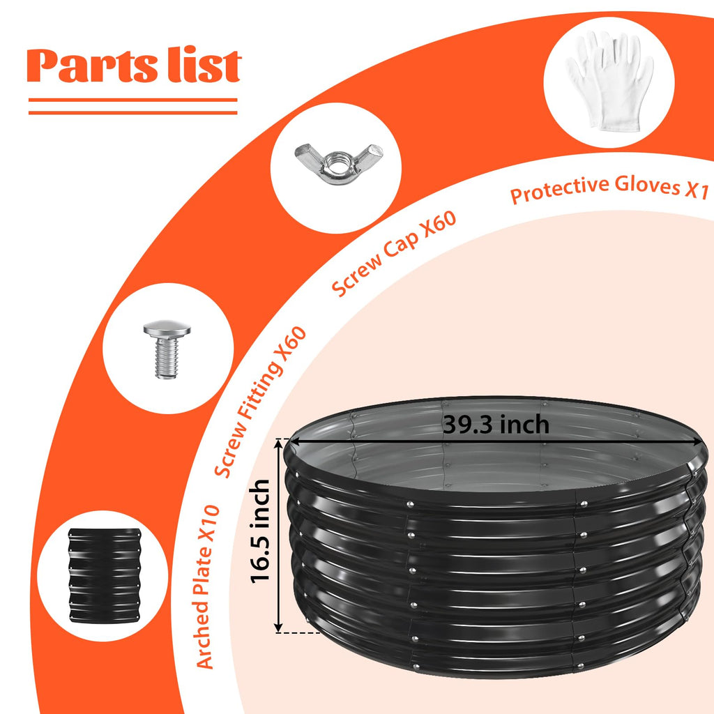 17In Tall 40 Inch Diameter Round Galvanized Fire Pit Ring/Fire Ring Black