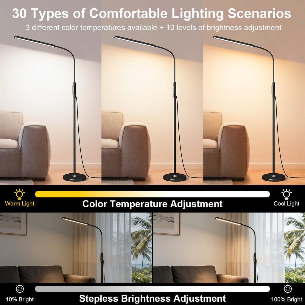 Bright LED Eye-Protecting Reading Floor Lamps Touch and Remote Dimming 3000-6000k, Tattoo Craft Drawing Makeup