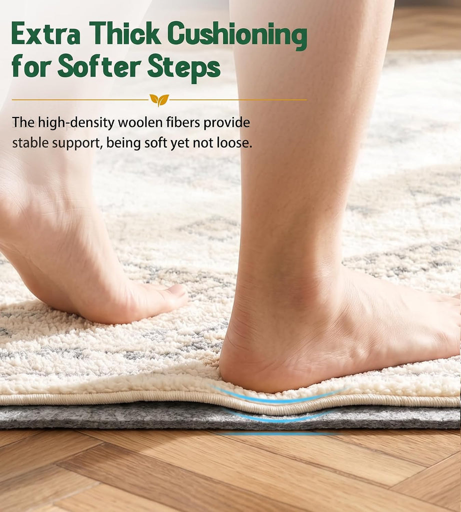 Felt Rug Pad 9x12-1/8 Inch Thick Cushion for 9' x 12' Carpet Mat Liner, Protection Cushioning for Hardwood Tile
