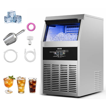 Commercial Ice Maker Machine, 130 lbs/24h with 30 lbs Storage Capacity, Built-in/Freestanding/Under Counter
