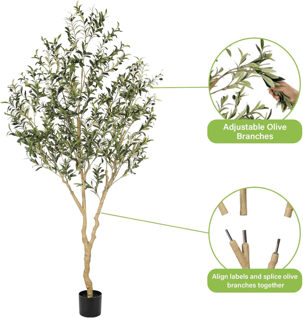 Faux Olive Tree 7ft - Realistic Tall Olive Trees Artificial Indoor