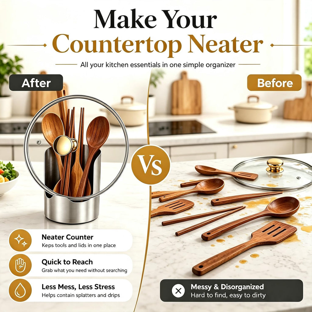 Multi-Functional Kitchen Utensil Holder,Countertop Cooking Tool Storage Cup