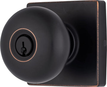 Contemporary Keyed Entry Ball Door Knob, Modern Lock Set, Interior Door Knobs for Sleek Home Decor -Tuscan Bronze