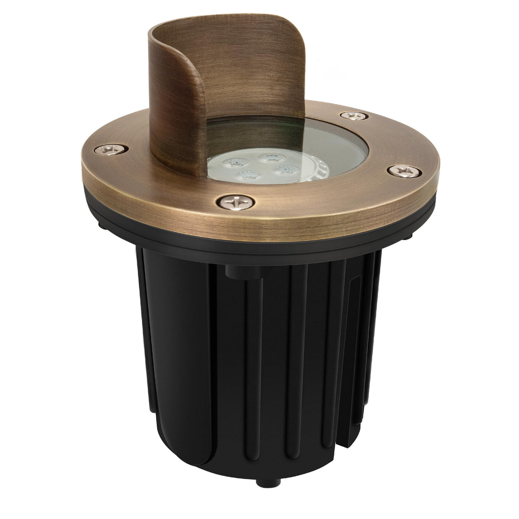 LED Brass Well Lights, 12V IP67 Waterproof Outdoor In Ground Light with MR16 Bulb and Swival Base, Low Voltage