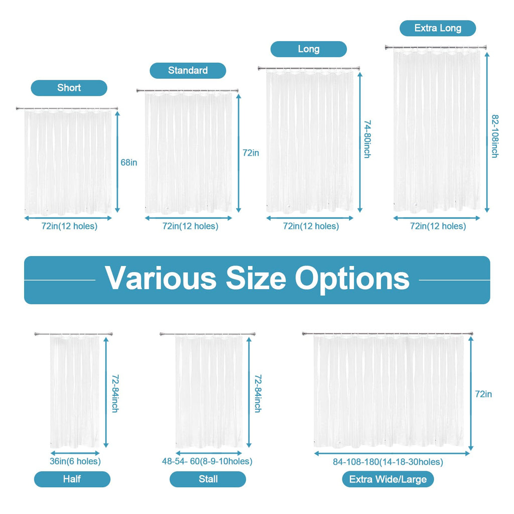 Clear Shower Curtain Liner 72 x 78 inch Long, High End 135g/m PEVA
