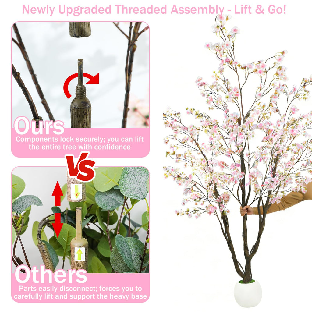 Artificial Cherry Blossom Tree 5FT, Pink Faux Floor Tree