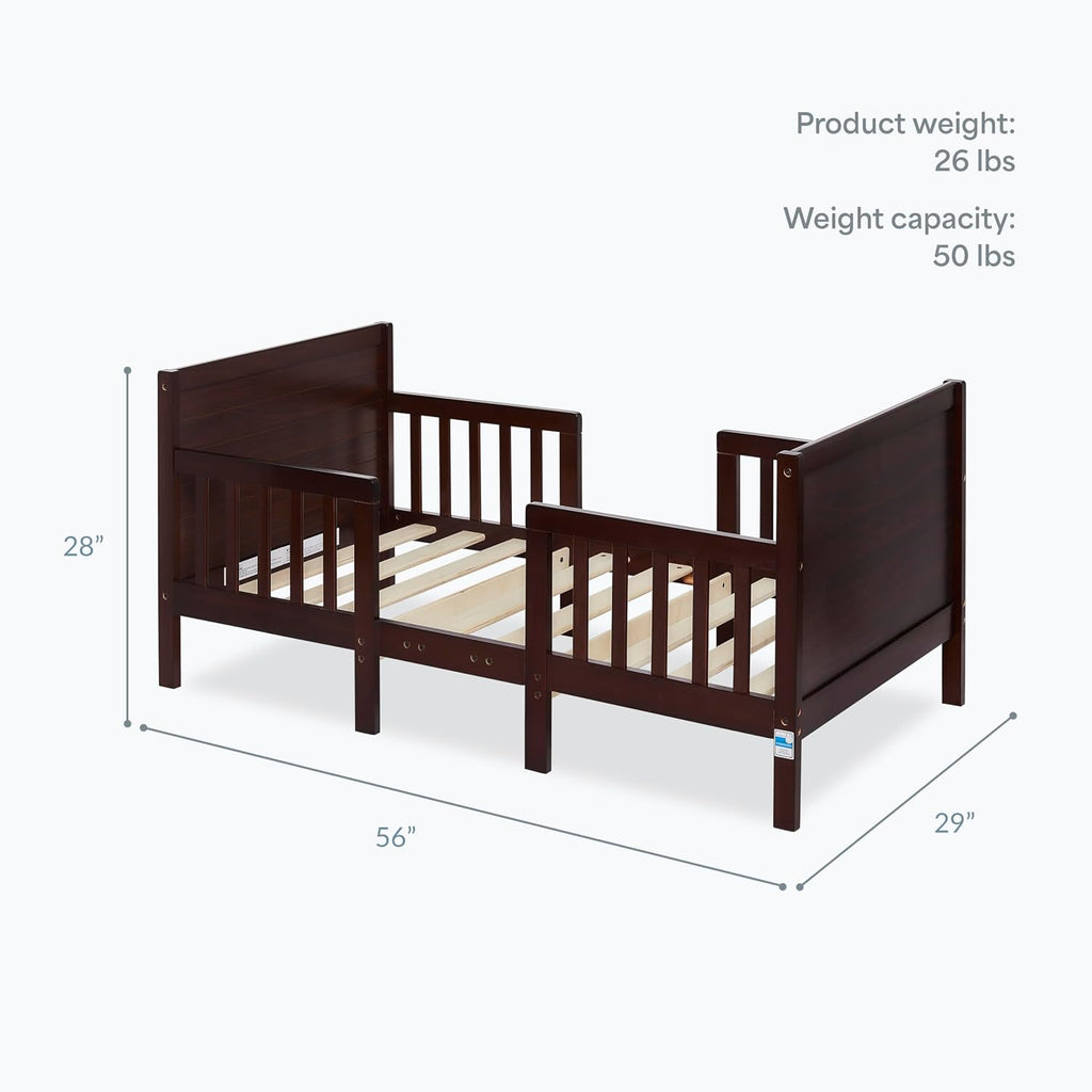 Hudson 3-in-1 Convertible Toddler Bed, 4 Safety Guard Rails, Low-to-Floor Design, Greenguard Gold & BSA Certified