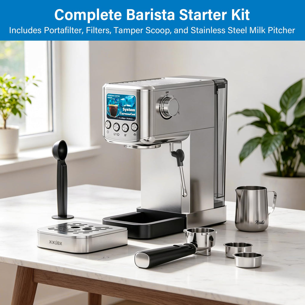 Cold Brew Espresso Machine with Milk Frother, Grey