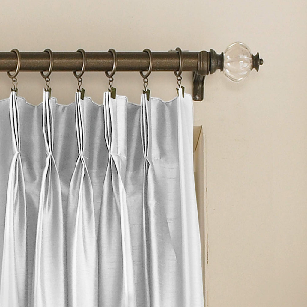 Marquee Faux Silk Pinch Pleat/Back Tab Lined Curtain, 1 Panel, 120-inch, White