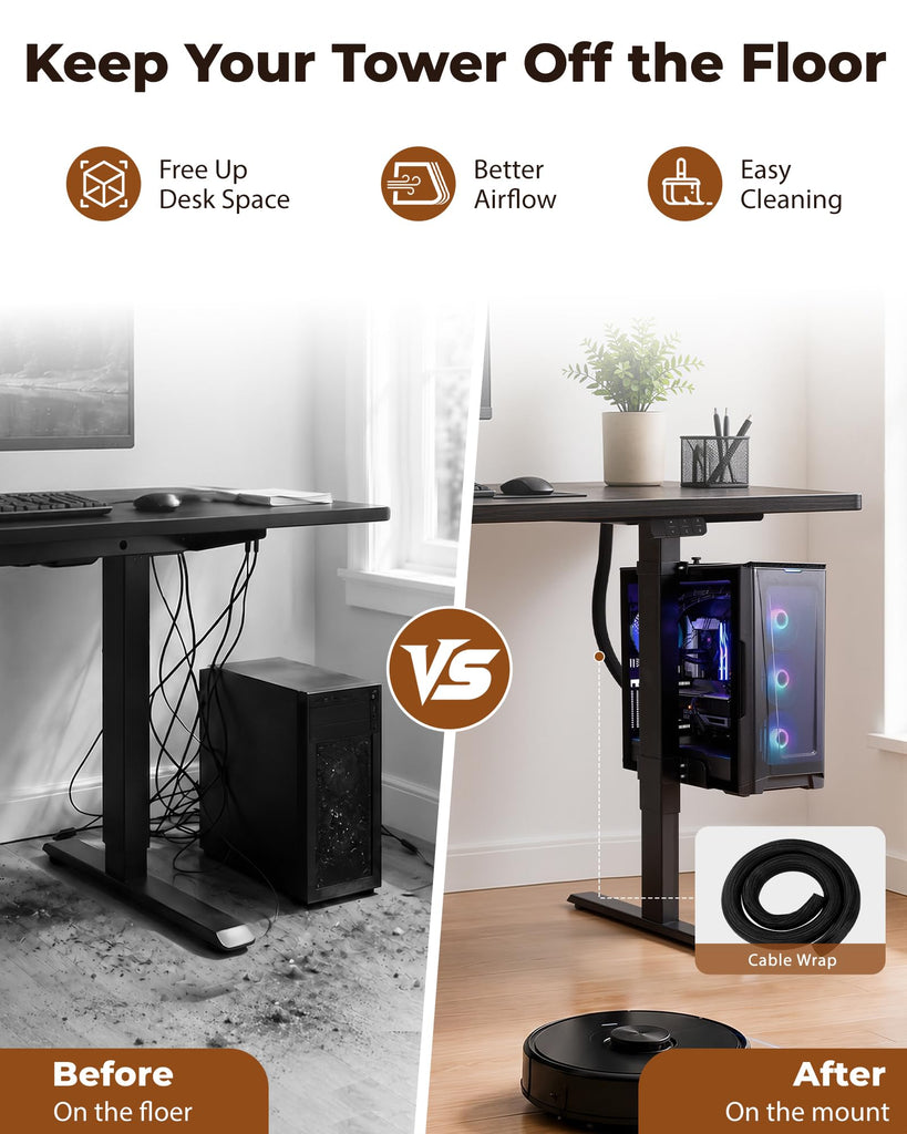 Dual Motor Standing Desk Frame with CPU Holder, Height Adjustable