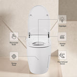 Heated Seat Smart Toilet, One Piece Toilet, Automatic Flush Tank Less Toilet without Bidet, with Foot sensor Flush