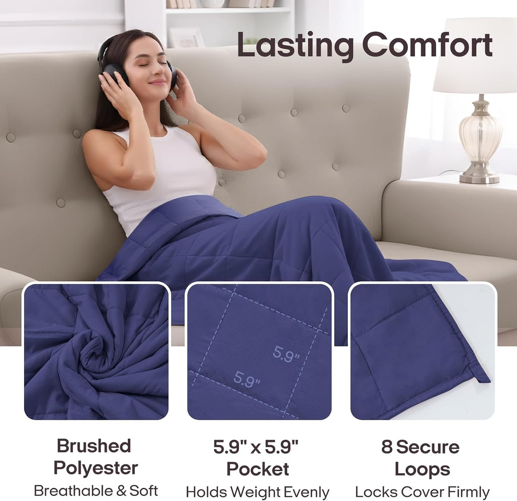 Weighted Blanket for Adults (80"x87", 25lbs, Dusk Blue) | King Size High Breathability Cooling Heavy Blanket, Soft