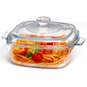 1.2L Small Glass Casserole Dish with Lid Square Casserole Dish