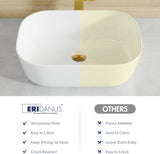 Bathroom Vessel Sink, Eridanus 18" x 13" White Vessel Sink Rectangular Bathroom Sink Porcelain Ceramic Vessel Sinks