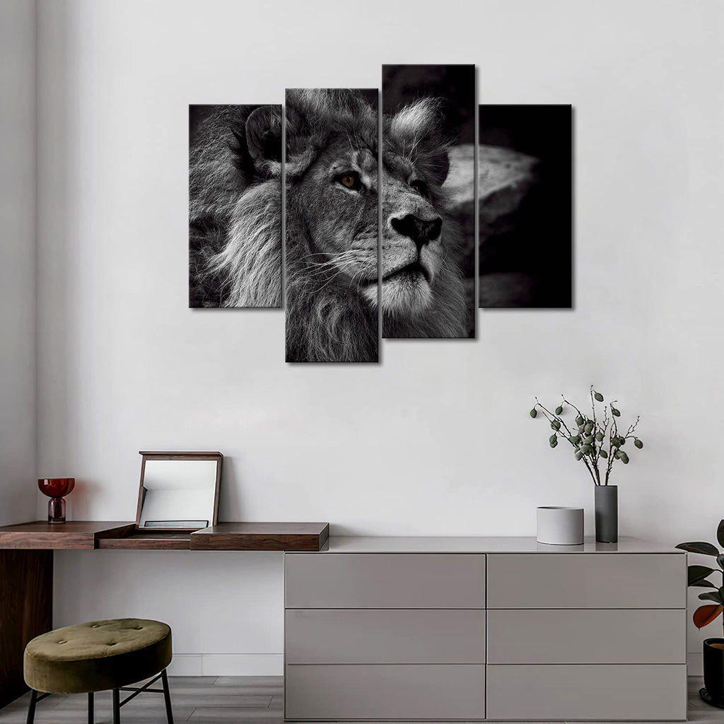 Black and White Lion Head Portrait Wall Art Painting Pictures Print On Canvas Animal The Picture Modern Decoration