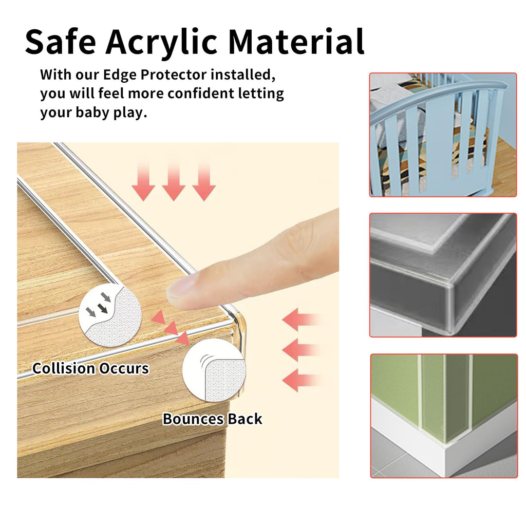 3 Pack Clear Edge Protector Strip for Baby, 2 in x 9.84 Ft, 2mm Thick