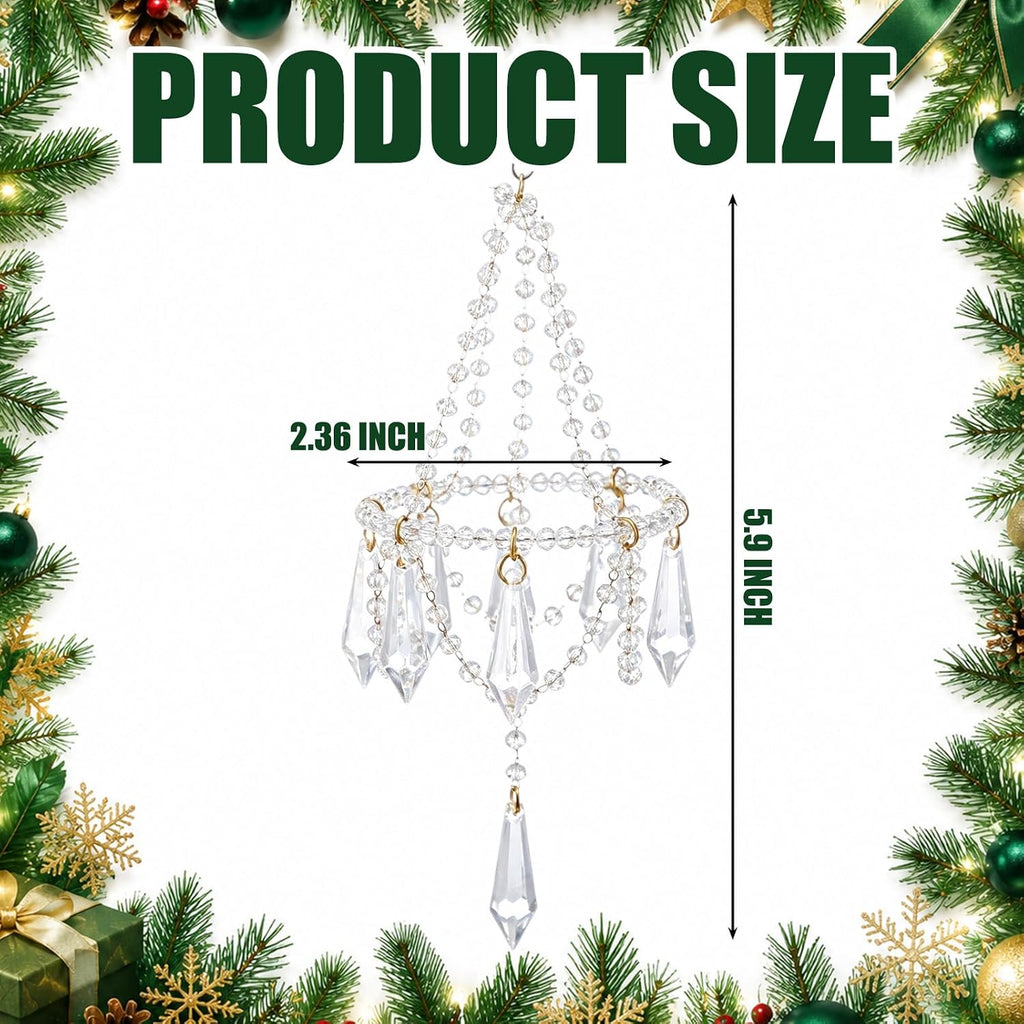 6 Pcs Crystal Christmas Ornaments Chandelier Xmas Tree, Elegant