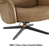 Modern Reclining Swivel Lounge Chair and Ottoman — Genuine Leather