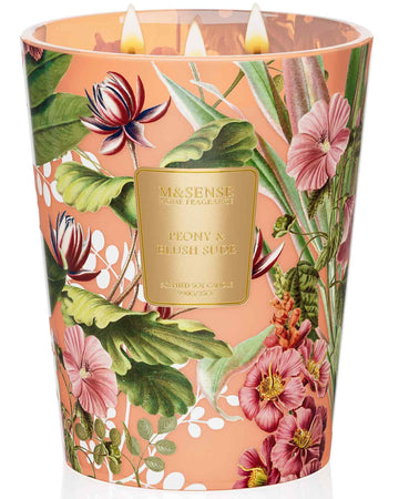 Peony Blush Suede Soy Candle, 35oz 3-Wick, Summer Romantic Gift