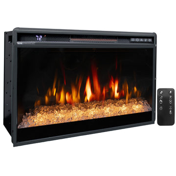 OxharkFlame 26in Electric Fireplace Inserts Wall Mounted Recessed Crystal