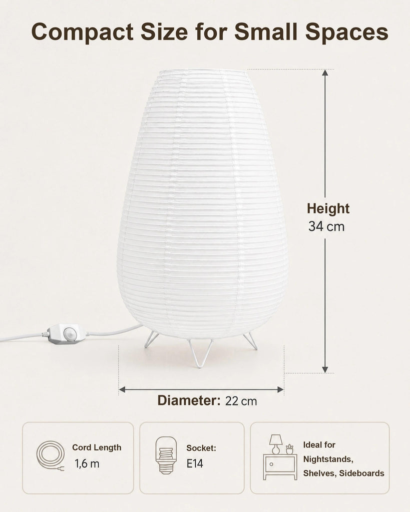 Rice Paper Table Lamp, Japanese Paper Lantern Lamp, E12