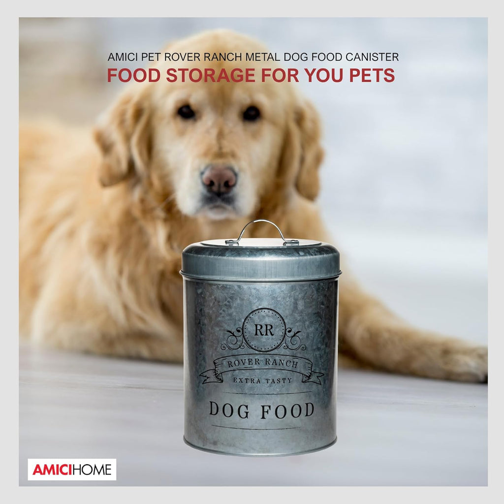 Rover Ranch Metal Pet Food Canister - Silver 140 Oz