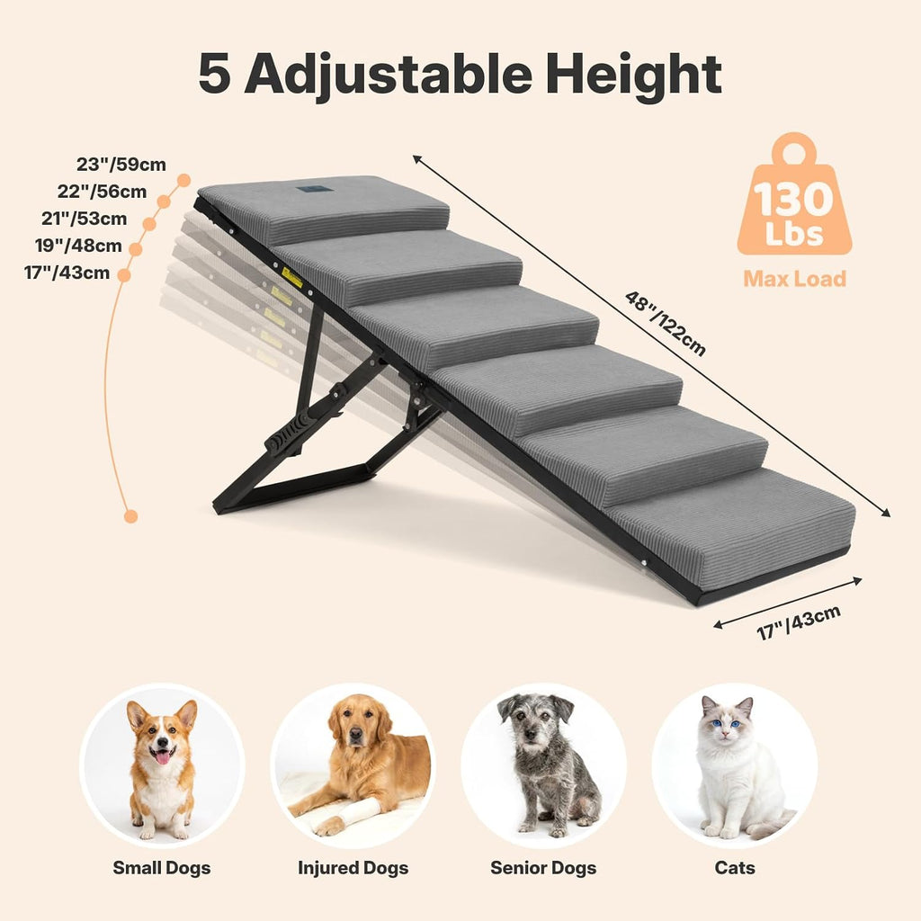 Dog Ramp for Bed Couch, Foldable Pet Stairs for Large Dogs 17"-23" H